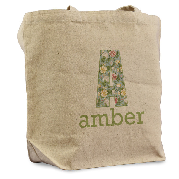 Custom Vintage Floral Reusable Cotton Grocery Bag (Personalized)