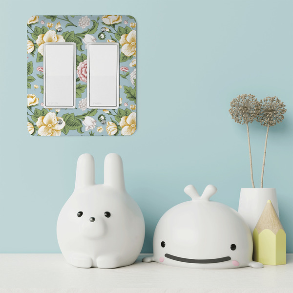 Vintage Floral Rocker Light Switch Covers - Double - IN CONTEXT