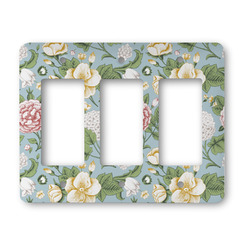 Vintage Floral Rocker Style Light Switch Cover - Three Switch