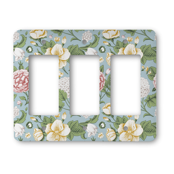 Custom Vintage Floral Rocker Style Light Switch Cover - Three Switch