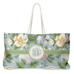 Vintage Floral Large Tote Bag with Rope Handles (Personalized)