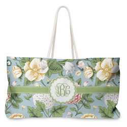 Vintage Floral Large Tote Bag with Rope Handles (Personalized)