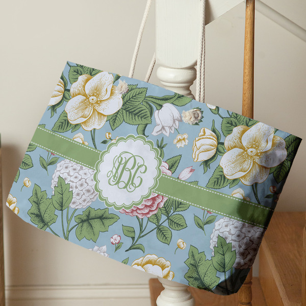 Vintage Floral Large Rope Tote - Life Style