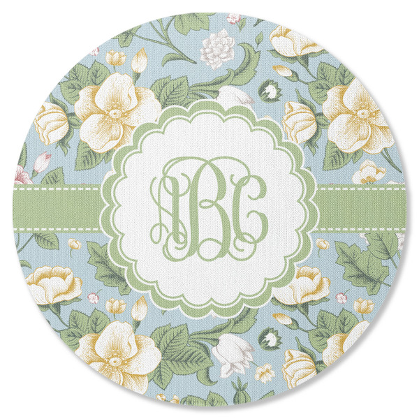 Vintage Floral Round Coaster Rubber Back - Single