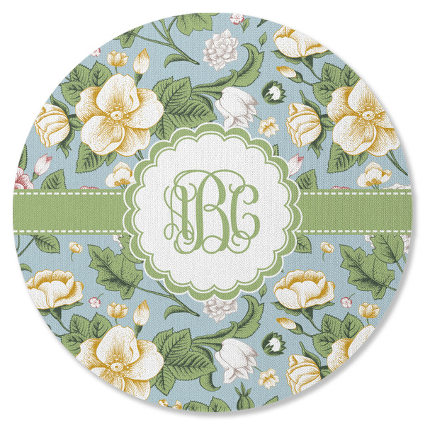 Vintage Floral Round Coaster Rubber Back - Single