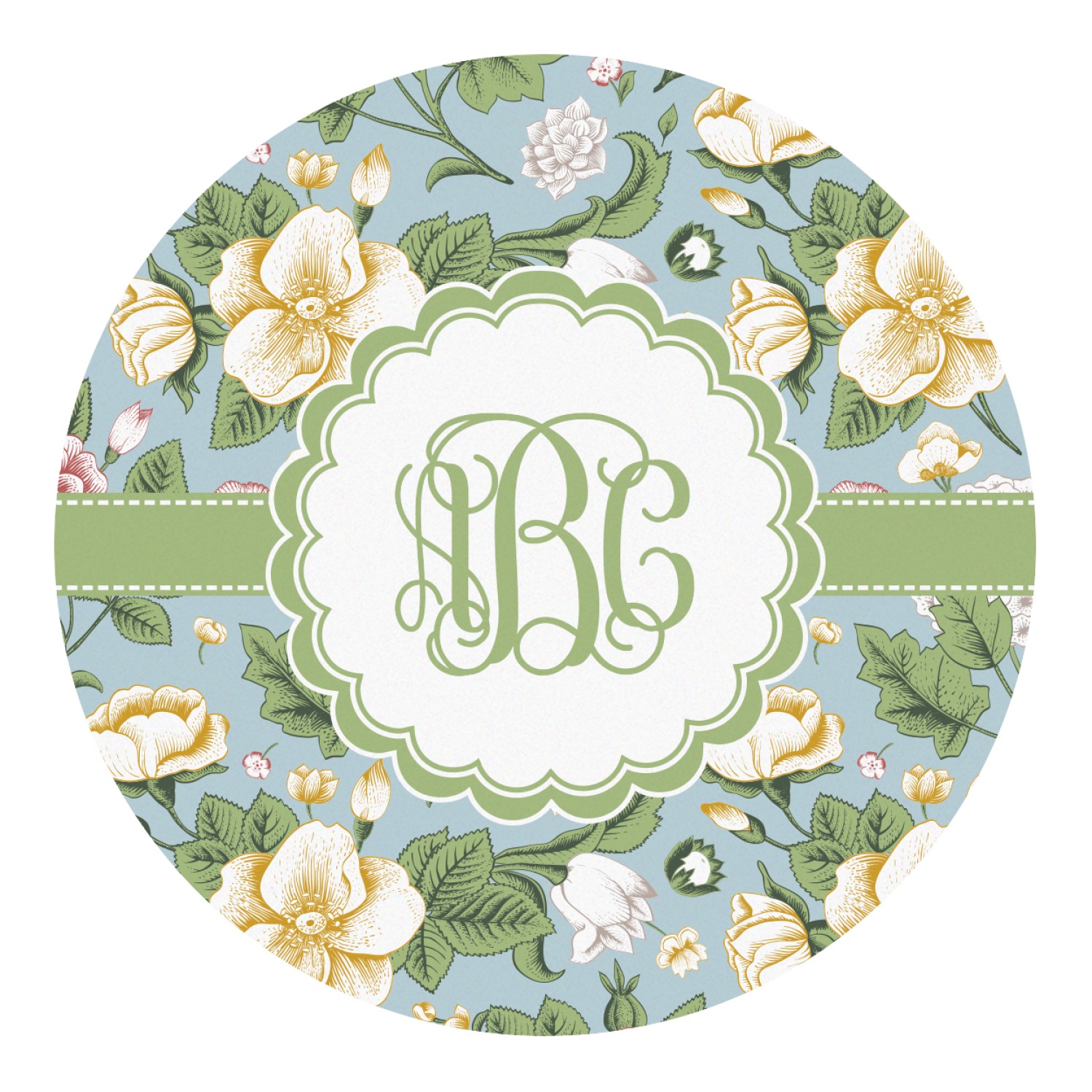 Vintage Floral Round Decal Large (Personalized) YouCustomizeIt