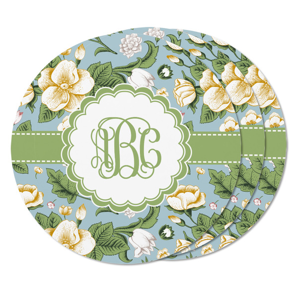 Vintage Floral Round Fridge Magnet - THREE