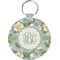 Vintage Floral Round Plastic Keychain (Personalized)