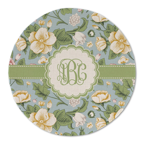 Custom Vintage Floral Round Linen Placemat - Single Sided (Personalized)
