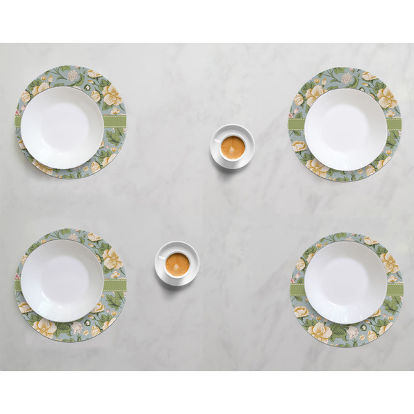 Vintage Floral Round Linen Placemats - LIFESTYLE (set of 4)