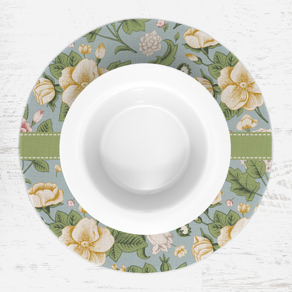 Vintage Floral Round Linen Placemats - LIFESTYLE (single)