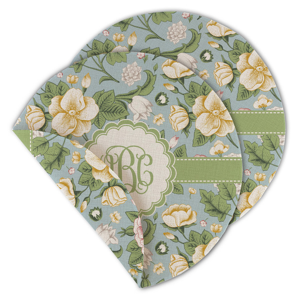 Custom Vintage Floral Round Linen Placemat - Double Sided (Personalized)