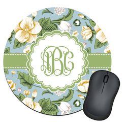 Vintage Floral Round Mouse Pad (Personalized)