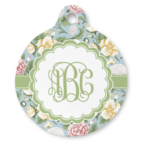 Custom Vintage Floral Round Pet ID Tag (Personalized)