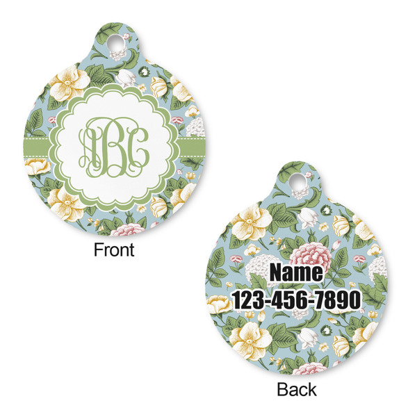 Vintage Floral Round Pet Tag - Front & Back