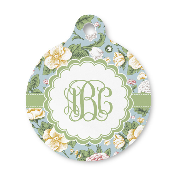 Custom Vintage Floral Round Pet ID Tag - Small (Personalized)