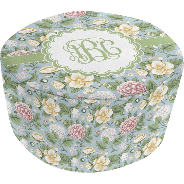 Custom Vintage Floral Round Pouf Ottoman (Personalized)