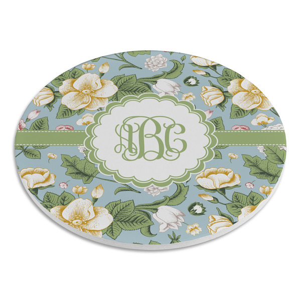 Vintage Floral Round Stone Trivet - Angle View