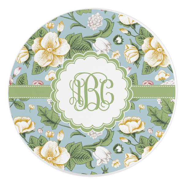 Custom Vintage Floral Round Stone Trivet (Personalized)