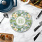 Vintage Floral Round Stone Trivet - In Context View