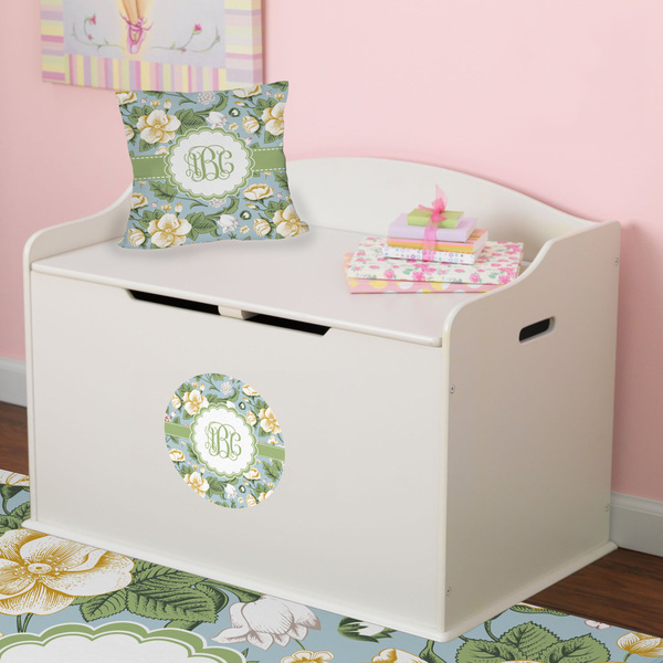 Vintage Floral Round Wall Decal on Toy Chest