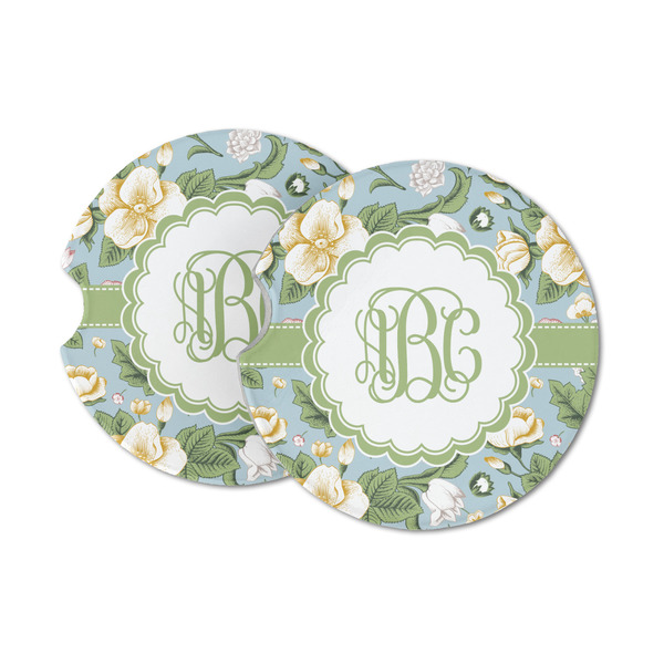 Custom Vintage Floral Sandstone Car Coasters - Set of 2 (Personalized)