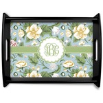 Vintage Floral Black Wooden Tray - Large (Personalized)