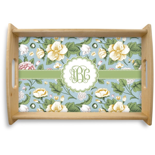 Custom Vintage Floral Natural Wooden Tray - Small (Personalized)