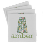 Vintage Floral Absorbent Stone Coasters - Set of 4 (Personalized)