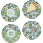 Vintage Floral Set of 4 Glass Appetizer / Dessert Plate 8" (Personalized)