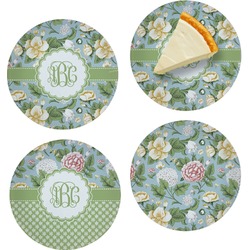 Vintage Floral Set of 4 Glass Appetizer / Dessert Plate 8" (Personalized)