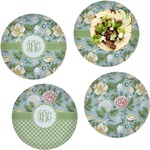 Vintage Floral Set of 4 Glass Lunch / Dinner Plate 10" (Personalized)
