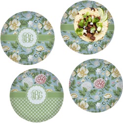 Vintage Floral Set of 4 Glass Lunch / Dinner Plate 10" (Personalized)