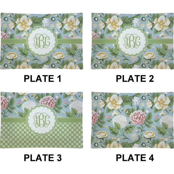 Vintage Floral Set of Rectangular Appetizer / Dessert Plates (Approval)