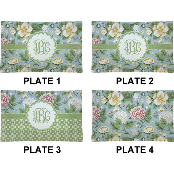 Vintage Floral Set of Rectangular Dinner Plates (Approval)