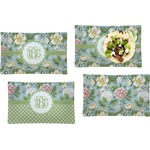 Vintage Floral Set of 4 Glass Rectangular Lunch / Dinner Plate (Personalized)