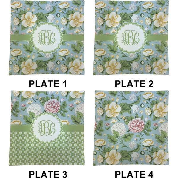 Vintage Floral Set of Square Dinner Plates (Approval)