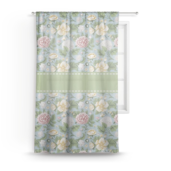 Custom Vintage Floral Sheer Curtain - 50"x84"