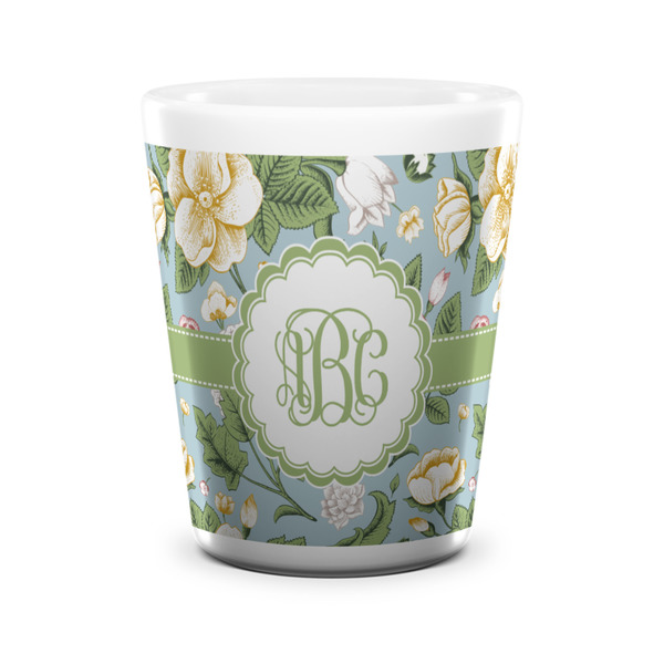 Vintage Floral Shot Glass - White - FRONT