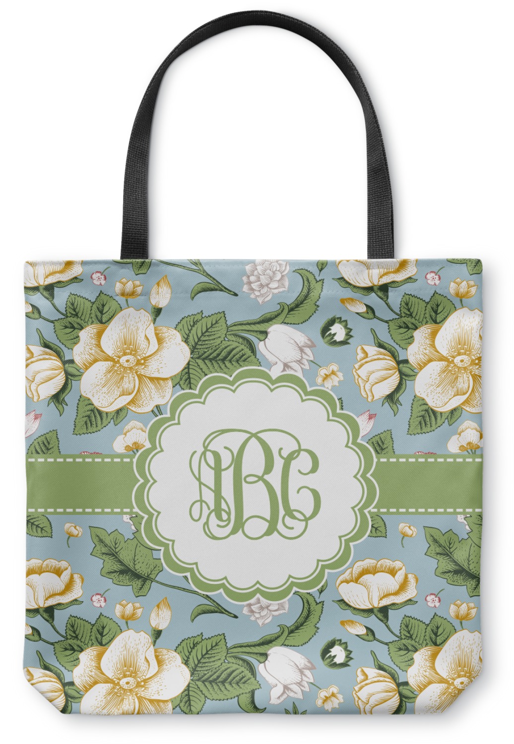 Vintage Floral Canvas Tote Bag - Small - 13&quot;x13&quot; (Personalized) - YouCustomizeIt