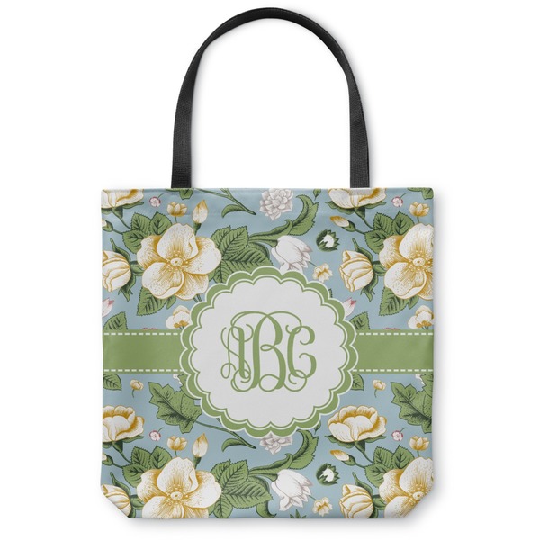 Custom Vintage Floral Canvas Tote Bag - Large - 18"x18" (Personalized)