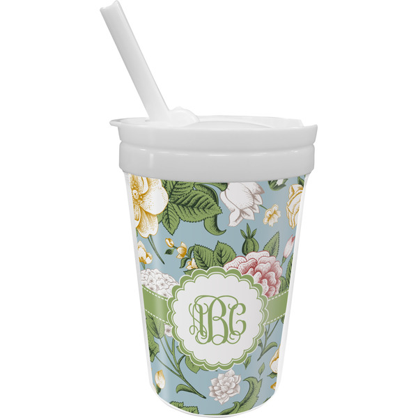 Custom Vintage Floral Sippy Cup with Straw (Personalized)