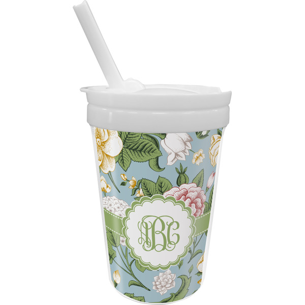 Custom Vintage Floral Sippy Cup with Straw (Personalized)