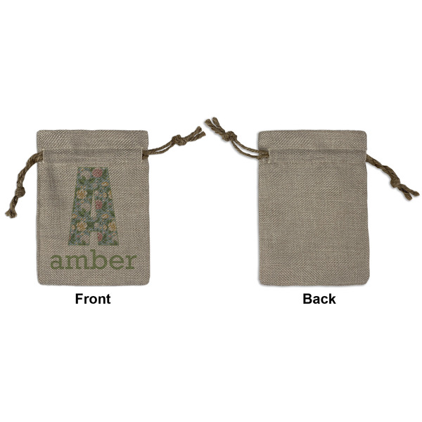 Vintage Floral Small Burlap Gift Bag - Front Approval