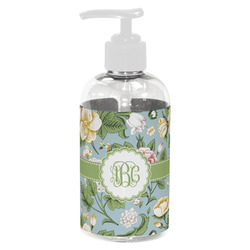 Vintage Floral Plastic Soap / Lotion Dispenser (8 oz - Small - White) (Personalized)