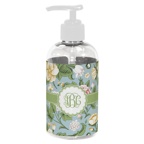 Custom Vintage Floral Plastic Soap / Lotion Dispenser (8 oz - Small - White) (Personalized)