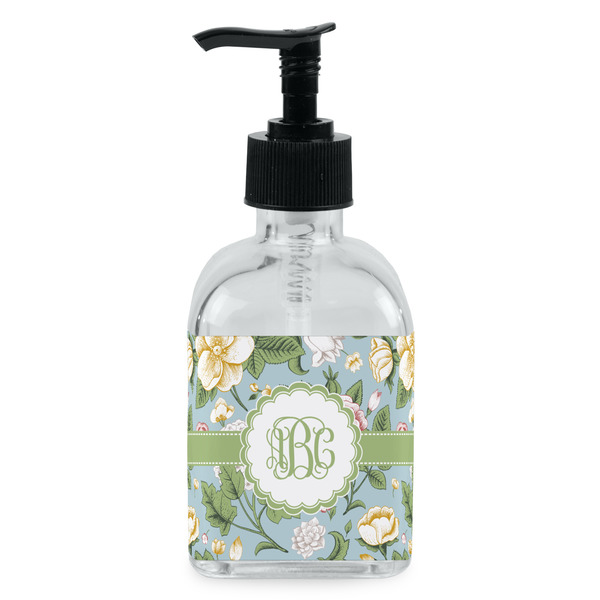 Custom Vintage Floral Glass Soap & Lotion Bottle - Single Bottle (Personalized)