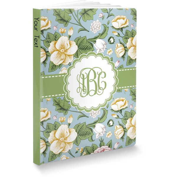 Custom Vintage Floral Softbound Notebook - 5.75" x 8" (Personalized)