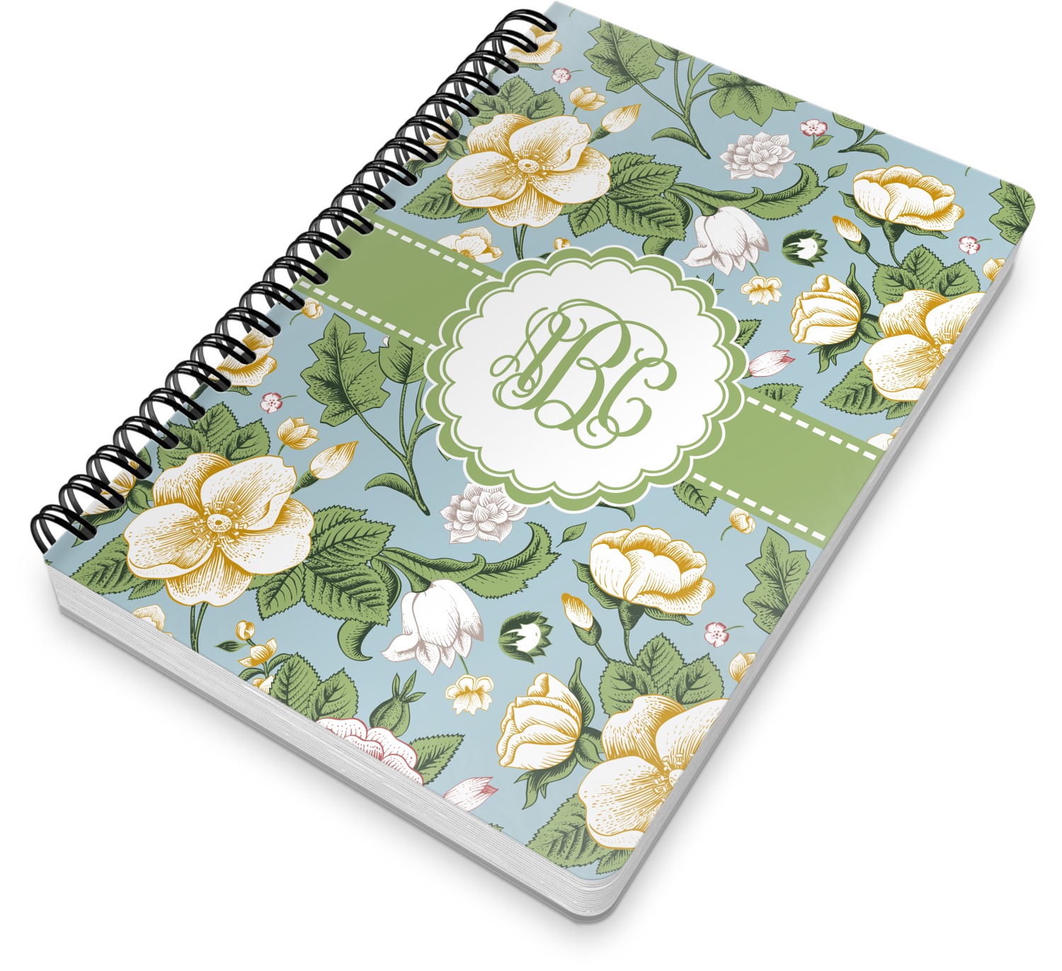 Custom Vintage Floral Spiral Notebook 7x10 w/ Monogram YouCustomizeIt