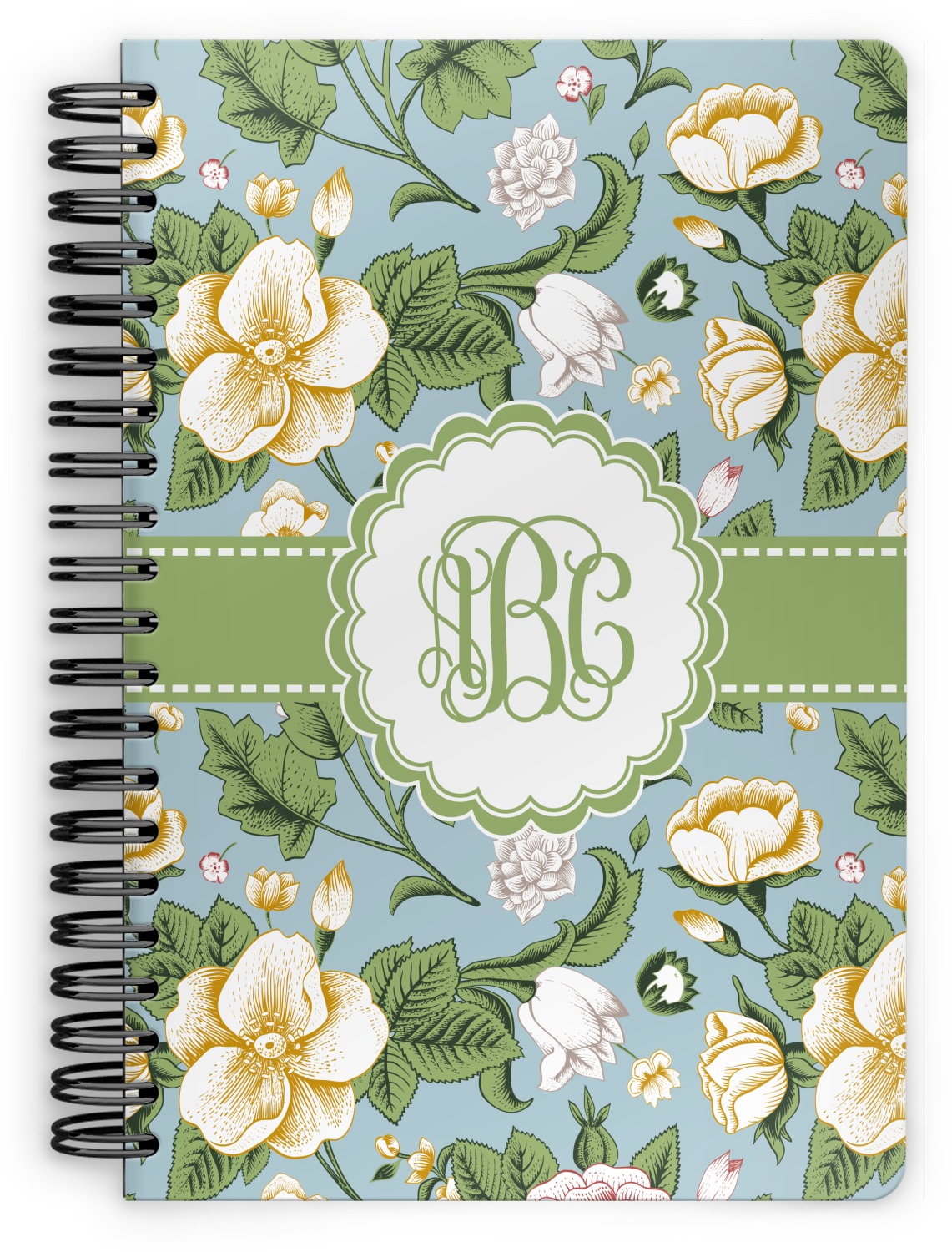 Custom Vintage Floral Spiral Notebook 7x10 w/ Monogram YouCustomizeIt